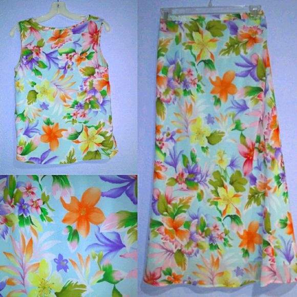 Jaclyn Smith Dresses & Skirts - 2 PIECE Floral Maxi Skirt & Tank Outfit Set S / 6